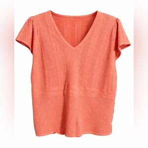 torrid Coral Textured V-Neck Knit Top